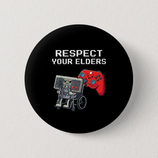 Respect Your Elders Retro Gaming Funny Gamer Contr Button (Vorderseite)