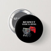 Respect Your Elders Retro Gaming Funny Gamer Contr Button (Vorne & Hinten)