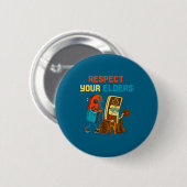 Respect Your Elders Retro Gaming Funny Gamer Contr Button (Vorne & Hinten)