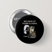 Respect Your Elders Retro Gaming Funny Gamer Contr Button (Vorne & Hinten)