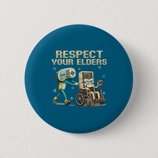 Respect Your Elders Retro Gaming Funny Gamer Contr Button (Vorderseite)
