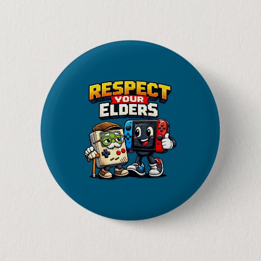 Respect Your Elders Retro Gaming Funny Gamer Contr Button (Vorderseite)