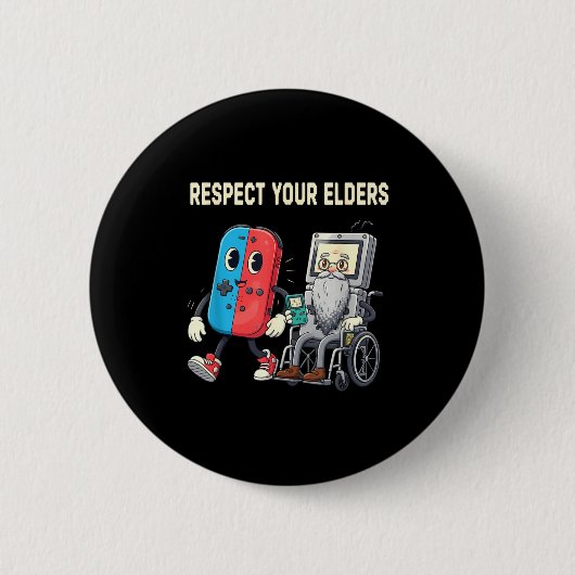 Respect Your Elders Retro Gaming Funny Gamer Contr Button (Vorderseite)