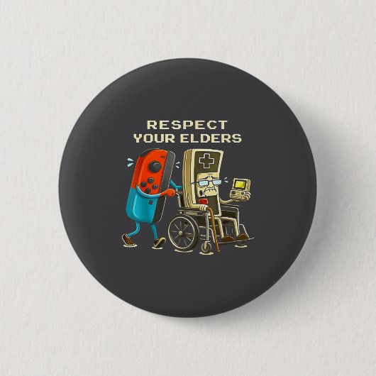 Respect Your Elders Retro Gaming Funny Gamer Contr Button (Vorderseite)