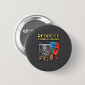 Respect Your Elders Retro Gaming Funny Gamer Contr Button (Vorne & Hinten)