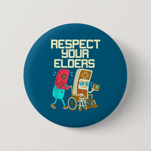 Respect Your Elders Retro Gaming Funny Gamer Contr Button (Vorderseite)