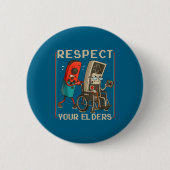 Respect Your Elders Retro Gaming Funny Gamer Contr Button (Vorderseite)