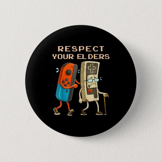 Respect Your Elders Retro Gaming Funny Gamer Contr Button (Vorderseite)