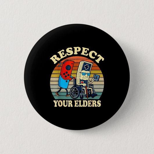 Respect Your Elders Retro Gaming Funny Gamer Contr Button (Vorderseite)