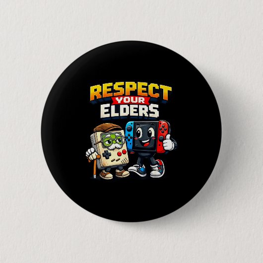 Respect Your Elders Retro Gaming Funny Gamer Contr Button (Vorderseite)