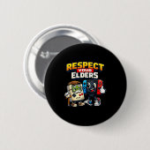Respect Your Elders Retro Gaming Funny Gamer Contr Button (Vorne & Hinten)