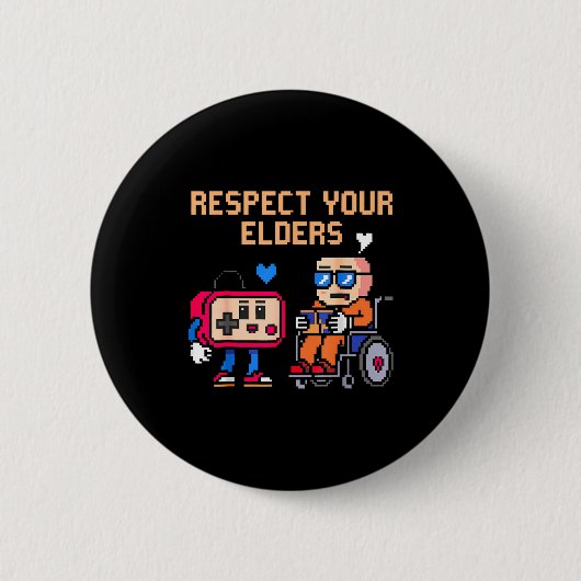 Respect Your Elders Retro Gaming Funny Gamer Contr Button (Vorderseite)