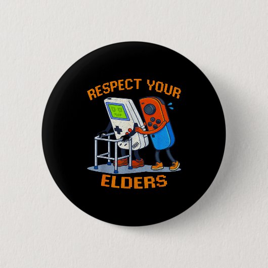 Respect Your Elders Retro Gaming Funny Gamer Contr Button (Vorderseite)