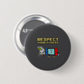 Respect Your Elders Retro Gaming Funny Gamer Contr Button (Vorne & Hinten)