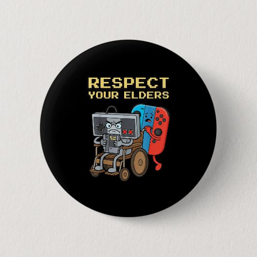 Respect Your Elders Retro Gaming Funny Gamer Contr Button (Vorderseite)