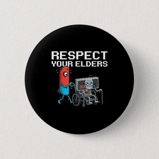 Respect Your Elders Retro Gaming Funny Gamer Contr Button (Vorderseite)