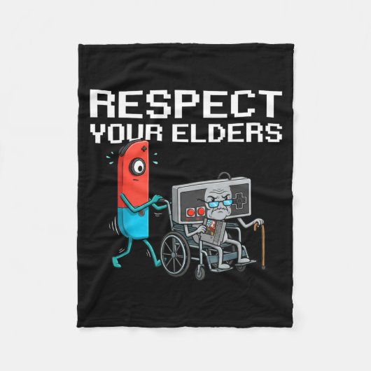 Respect Your Elders Retro Gaming Funny Gamer Contr Fleecedecke (Vorderseite)