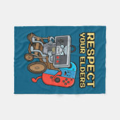 Respect Your Elders Retro Gaming Funny Gamer Contr Fleecedecke (Vorderseite (Horizontal))