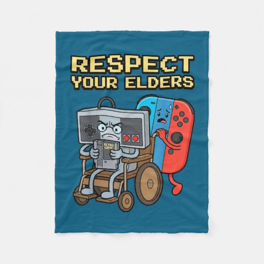 Respect Your Elders Retro Gaming Funny Gamer Contr Fleecedecke (Vorderseite)