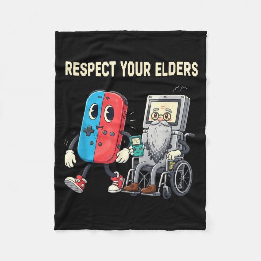 Respect Your Elders Retro Gaming Funny Gamer Contr Fleecedecke (Vorderseite)