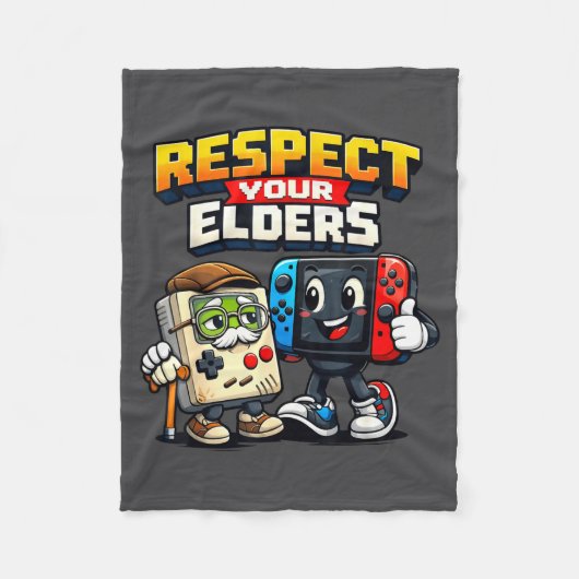 Respect Your Elders Retro Gaming Funny Gamer Contr Fleecedecke (Vorderseite)