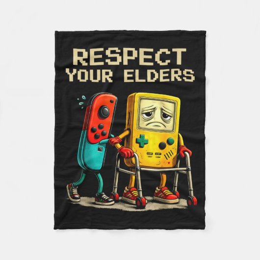 Respect Your Elders Retro Gaming Funny Gamer Contr Fleecedecke (Vorderseite)