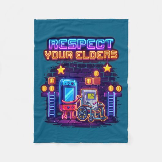 Respect Your Elders Retro Gaming Funny Gamer Contr Fleecedecke (Vorderseite)