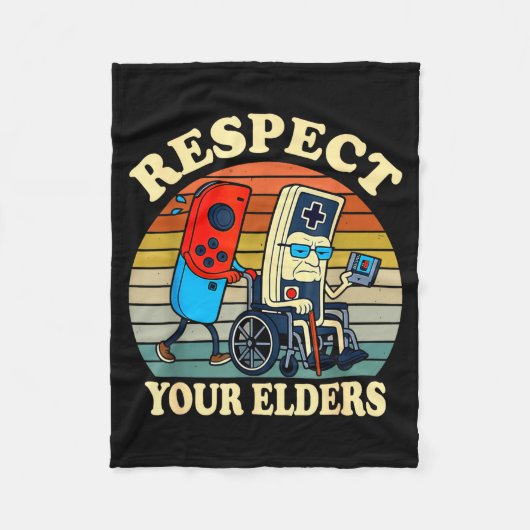 Respect Your Elders Retro Gaming Funny Gamer Contr Fleecedecke (Vorderseite)