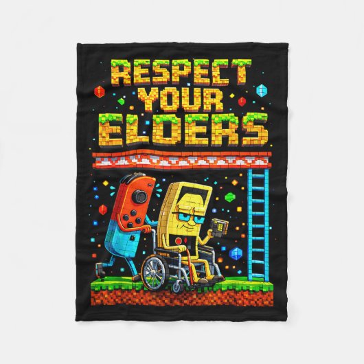 Respect Your Elders Retro Gaming Funny Gamer Contr Fleecedecke (Vorderseite)