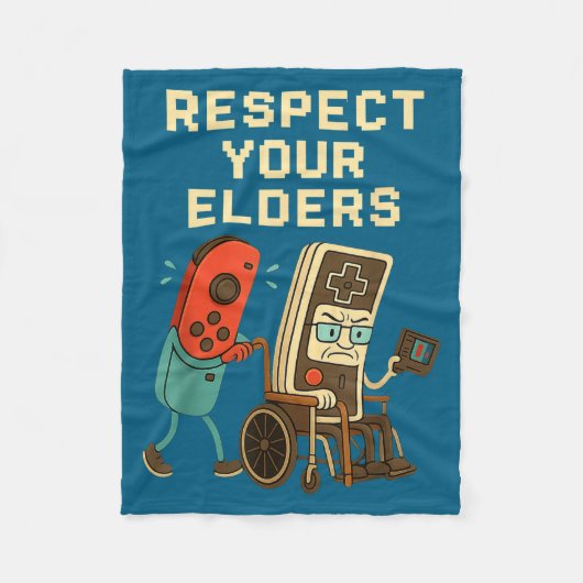 Respect Your Elders Retro Gaming Funny Gamer Contr Fleecedecke (Vorderseite)