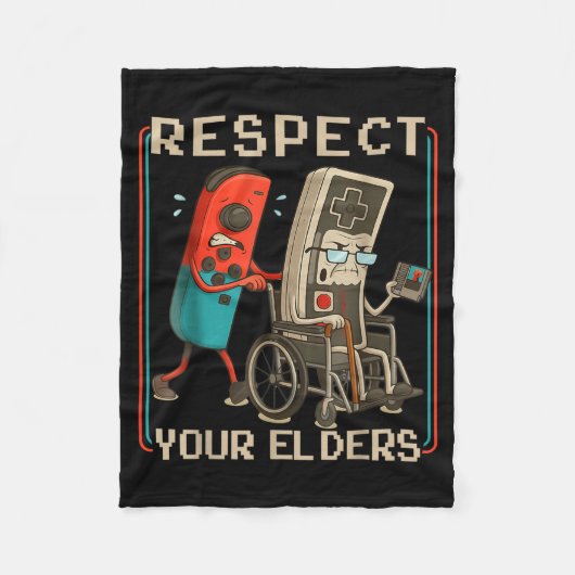 Respect Your Elders Retro Gaming Funny Gamer Contr Fleecedecke (Vorderseite)