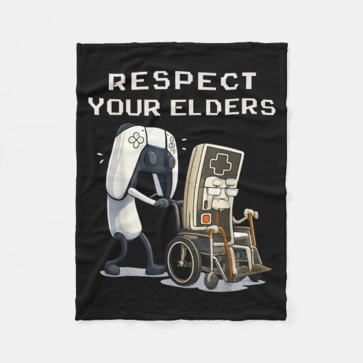 Respect Your Elders Retro Gaming Funny Gamer Contr Fleecedecke (Vorderseite)