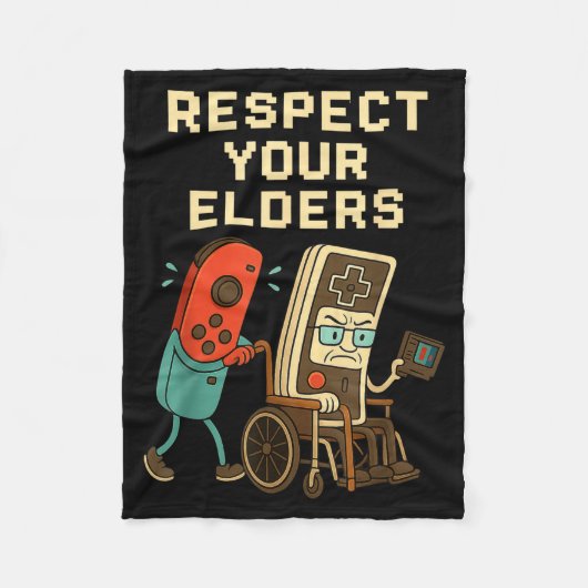 Respect Your Elders Retro Gaming Funny Gamer Contr Fleecedecke (Vorderseite)