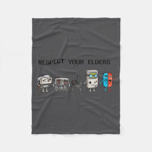 Respect Your Elders Retro Gaming Funny Gamer Contr Fleecedecke (Vorderseite)