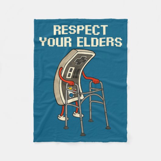 Respect Your Elders Retro Gaming Funny Gamer Contr Fleecedecke (Vorderseite)