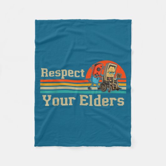 Respect Your Elders Retro Gaming Funny Gamer Contr Fleecedecke (Vorderseite)