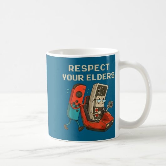 Respect Your Elders Retro Gaming Funny Gamer Contr Kaffeetasse (Rechts)