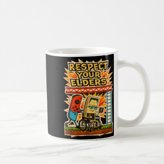 Respect Your Elders Retro Gaming Funny Gamer Contr Kaffeetasse (Rechts)