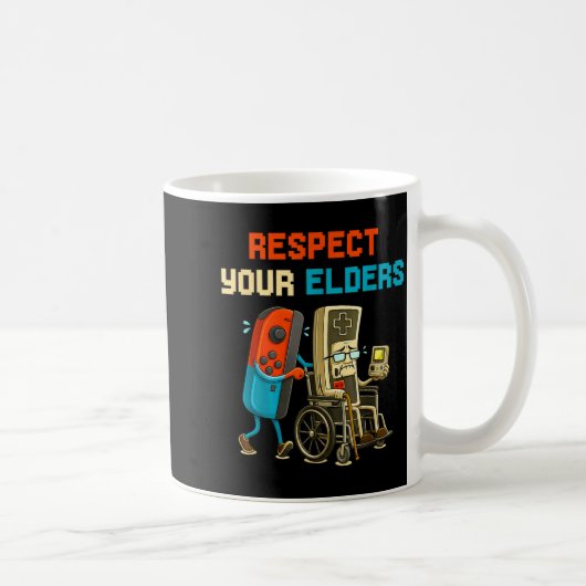 Respect Your Elders Retro Gaming Funny Gamer Contr Kaffeetasse (Rechts)