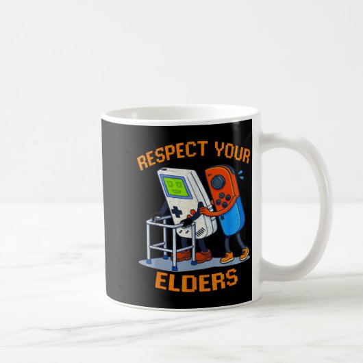 Respect Your Elders Retro Gaming Funny Gamer Contr Kaffeetasse (Rechts)
