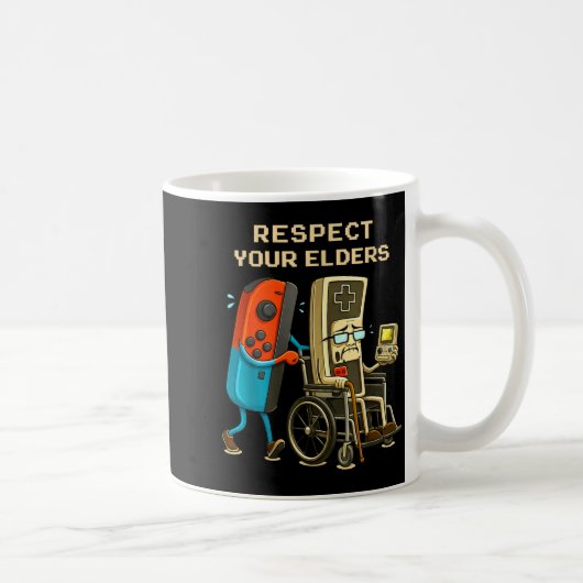Respect Your Elders Retro Gaming Funny Gamer Contr Kaffeetasse (Rechts)