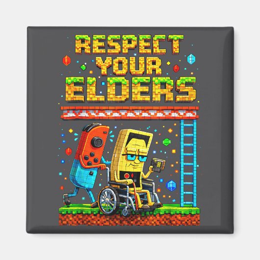 Respect Your Elders Retro Gaming Funny Gamer Contr Magnet (Vorne)