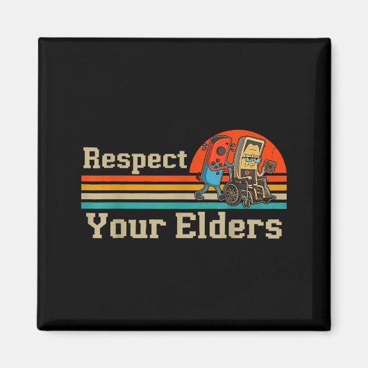 Respect Your Elders Retro Gaming Funny Gamer Contr Magnet (Vorne)