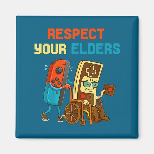 Respect Your Elders Retro Gaming Funny Gamer Contr Magnet (Vorne)