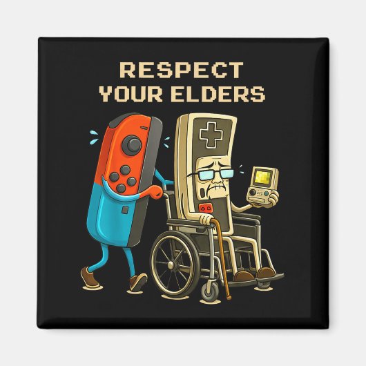 Respect Your Elders Retro Gaming Funny Gamer Contr Magnet (Vorne)