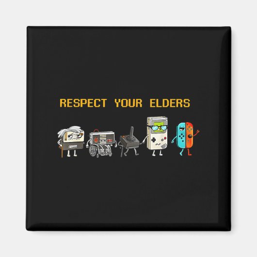 Respect Your Elders Retro Gaming Funny Gamer Contr Magnet (Vorne)