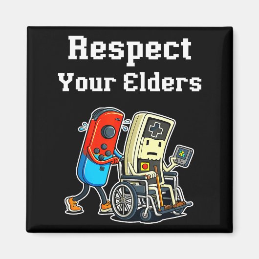 Respect Your Elders Retro Gaming Funny Gamer Contr Magnet (Vorne)