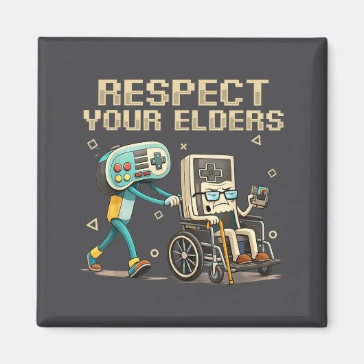 Respect Your Elders Retro Gaming Funny Gamer Contr Magnet (Vorne)