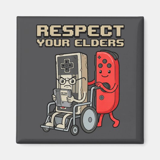 Respect Your Elders Retro Gaming Funny Gamer Contr Magnet (Vorne)
