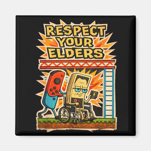 Respect Your Elders Retro Gaming Funny Gamer Contr Magnet (Vorne)